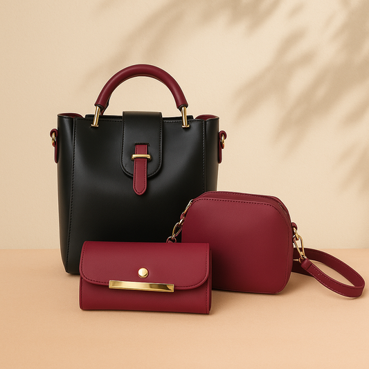 Eval NoirSet – 3-Piece Black & Wine Red